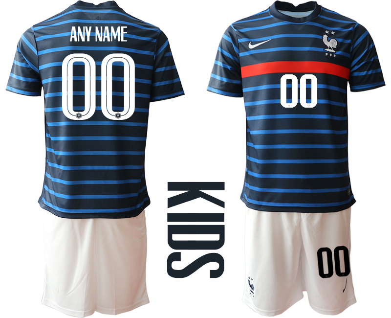 2021 France home Youth any name soccer jerseys->customized soccer jersey->Custom Jersey